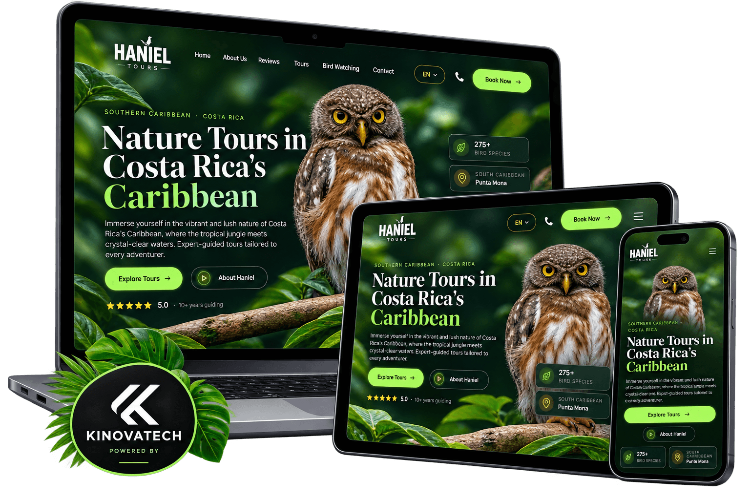 Sitio web de Haniel Tours desarrollado por Kinovatech
